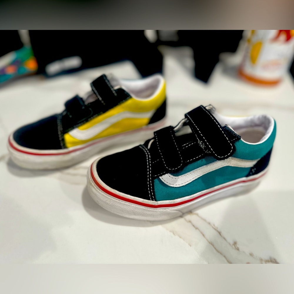 Vans Kids Sneakers - Black, Yellow, and Teal